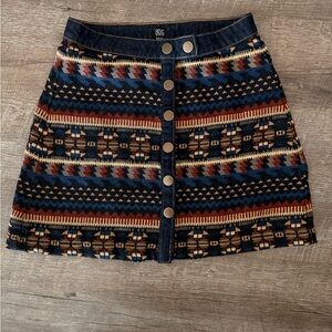Urban Outfitters Blue and Red Patterned Mini Skirt